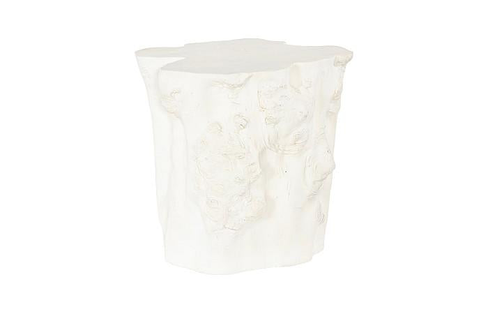 Log Side Table, Faux Bleached