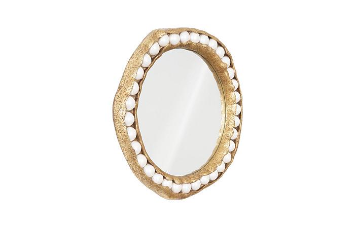 Pearl Mirror, Gold Leaf, Round
