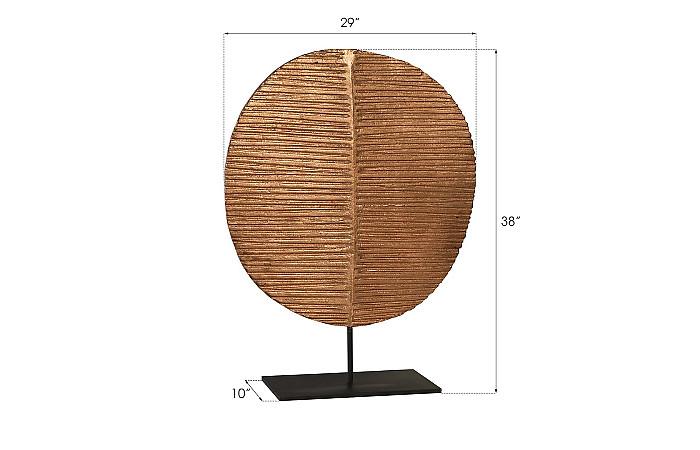 Carved Round Leaf on Metal Stand, LG