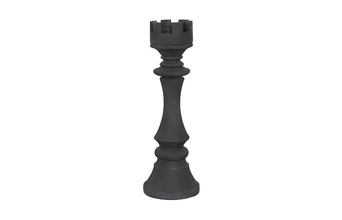 Rook Chess Sculpture, Cast Stone Black, Small