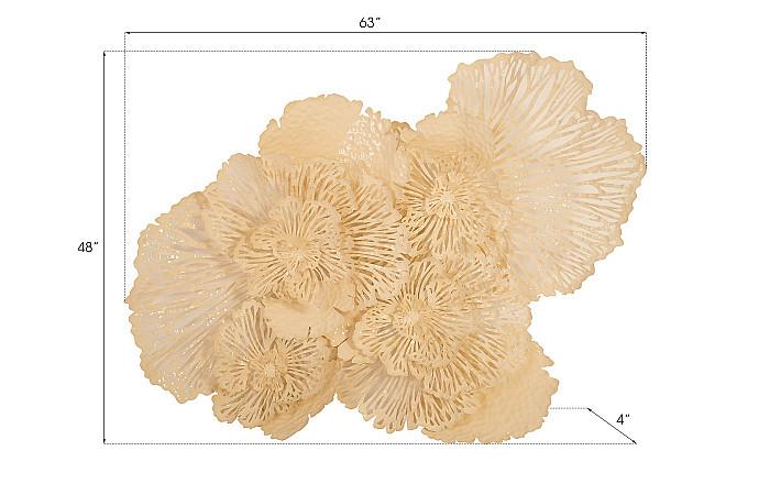 Flower Wall Art, Large, Ivory, Metal