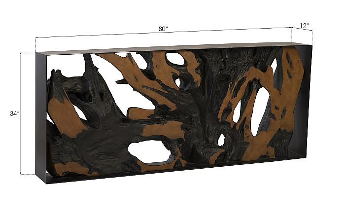 Cast Root Metal Framed Console Table, Resin, Brown