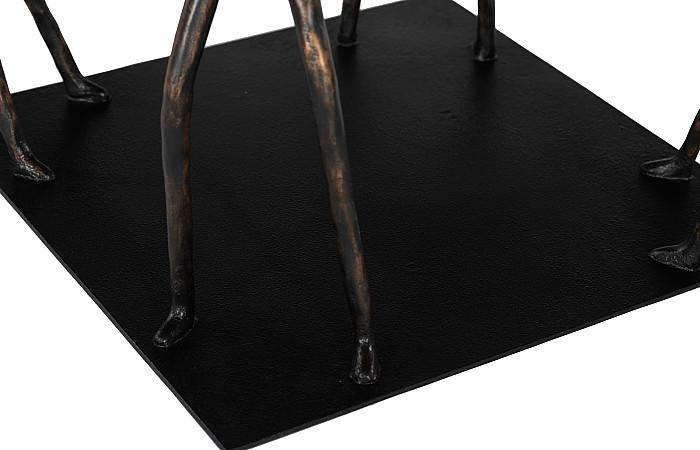 Atlas Side Table, Chamcha Wood, Gray Stone Finish, Metal