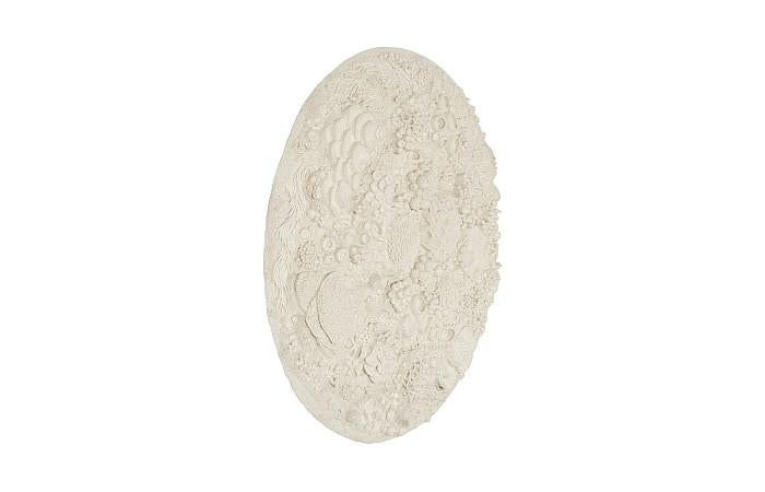 Coral Reef Wall Art, Painted Cream Color, Round,