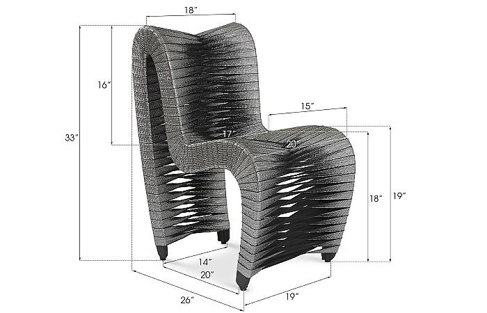 Seat Belt Dining Chair, Silver, Metallic