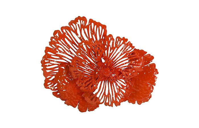 Flower Wall Art, Small, Coral, Metal