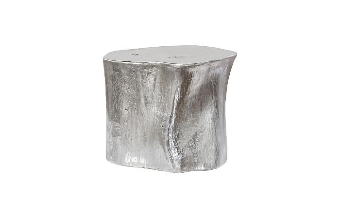 Log Dining Table, 60" Glass Top, Silver Leaf