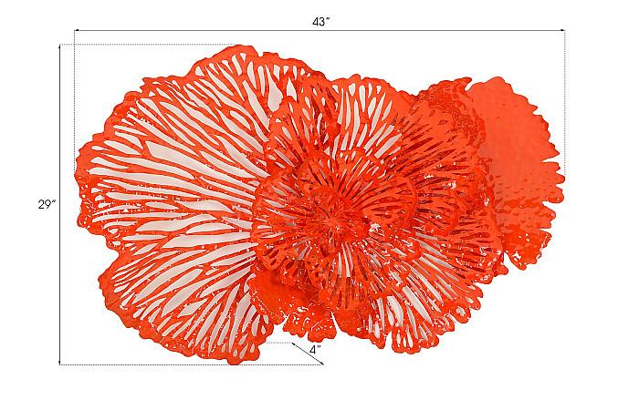 Flower Wall Art, Medium, Coral, Metal