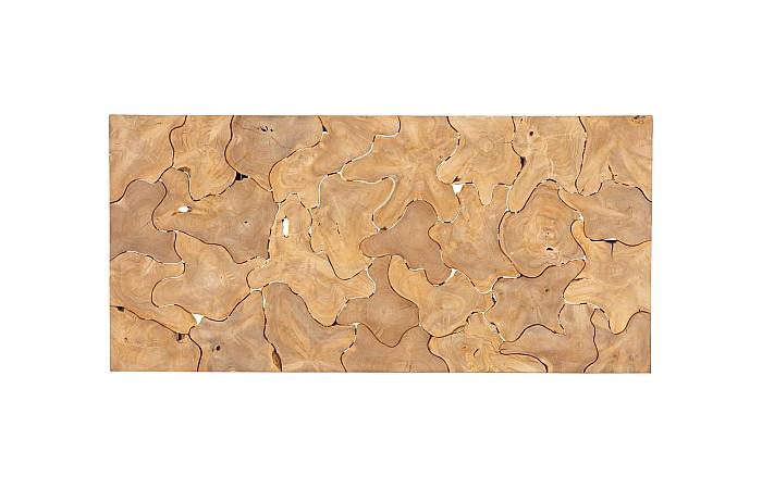 Teak Slice Dining Table, Bleached, Satin Black Legs