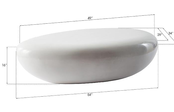 River Stone Coffee Table, Gel Coat White, Large