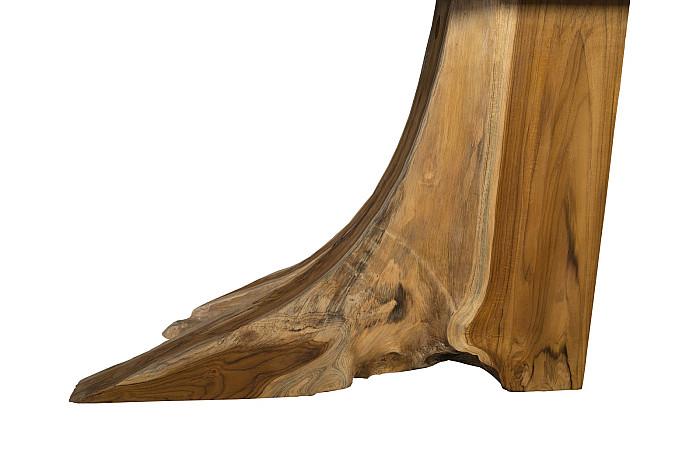 Teak Wood Console Table, Iron Sheet Top