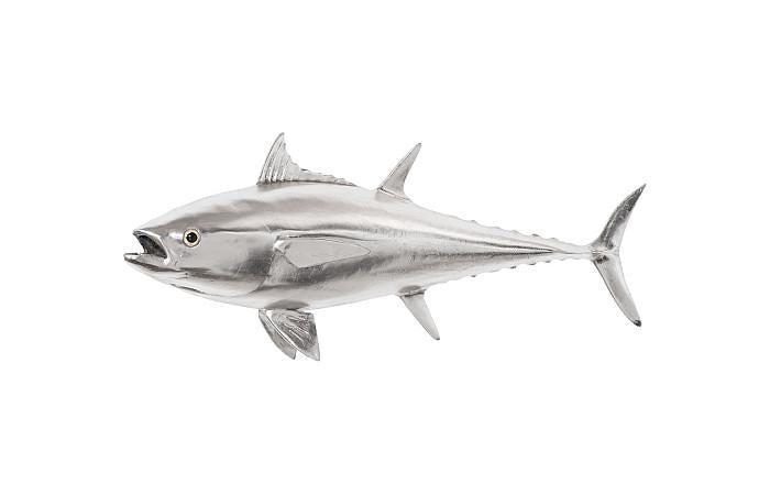 Bluefin Tuna Fish Wall Sculpture, Resin, Silver Leaf