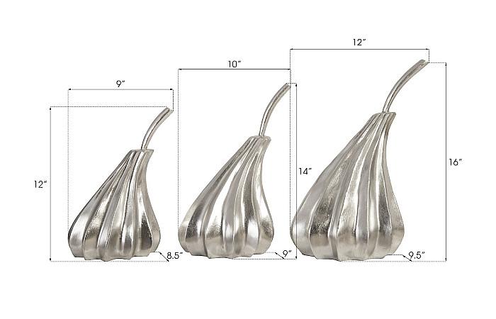 Hand Dipped Pears Set of 3, Silver Leaf