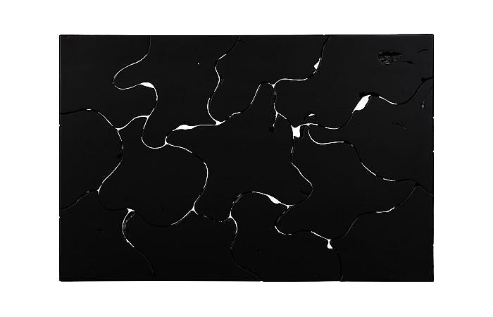 Teak Slice Coffee Table, Rectangle, Black