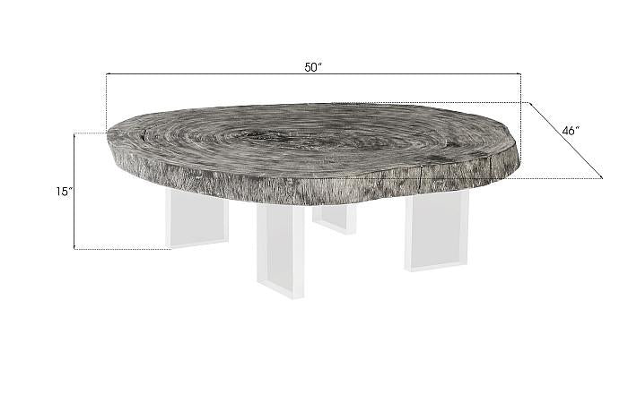 Floating Coffee Table on Acrylic Legs, Gray Stone, Size Varies