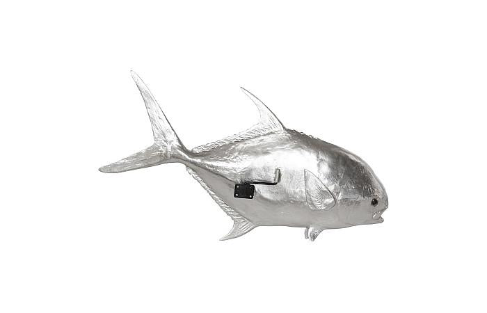 Permit Fish Wall Sculpture, Resin, Silver Leaf