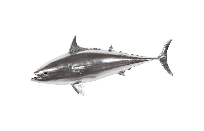 Mackerel Fish Wall Sculpture, Resin, Silver Leaf
