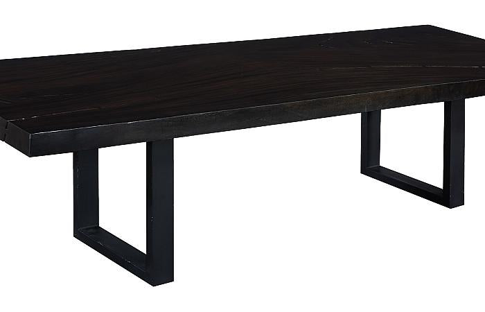 Straight Edge Dining Table, Ebony Black, Satin Black Legs