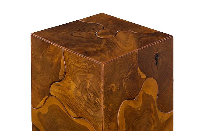 Teak Slice Pedestal, Square, SM