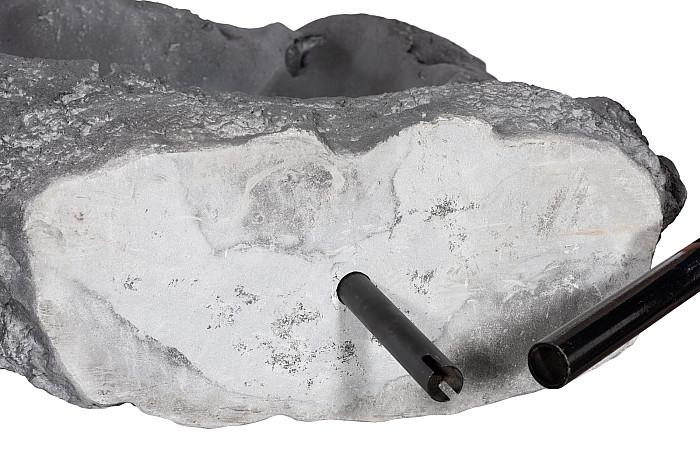 Colossal Cast Stone Sculpture, Two Holes, Charcoal Stone