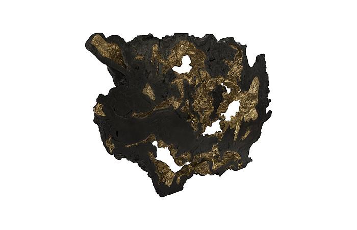 Burled Root Wall Art, Large, Black and Gold Leaf