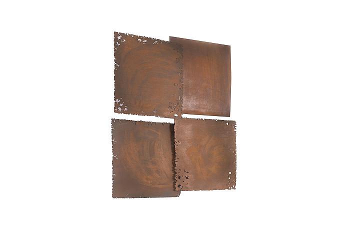 Cast Square Oil Drum Wall Tiles, Resin, Rust Finish, Set of 4