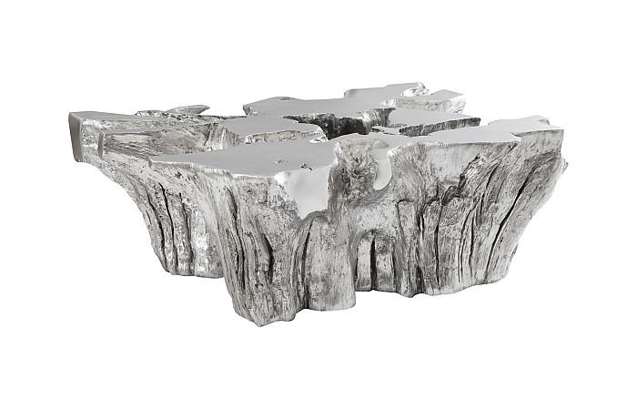 Venice Freeform Cast Coffee Table, Silver Leaf