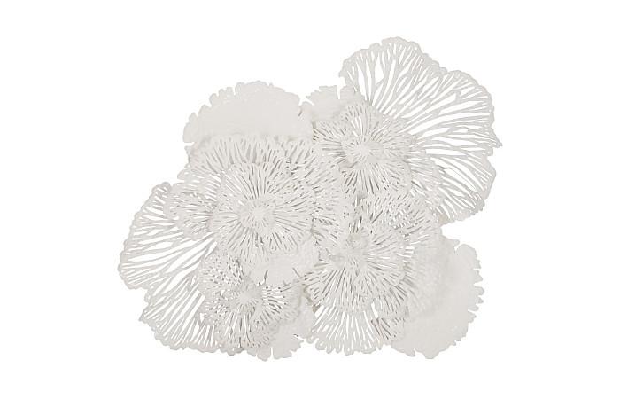 Flower Wall Art, Large, White, Metal