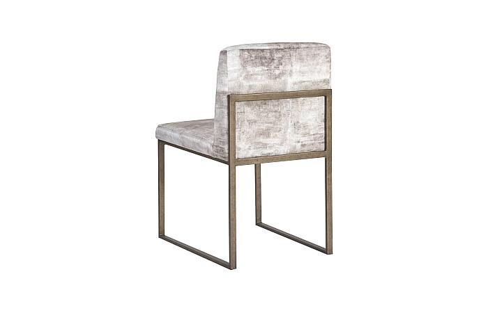 Frozen Dining Chair, Beige Mist Fabric, Antique Brass Metal Frame