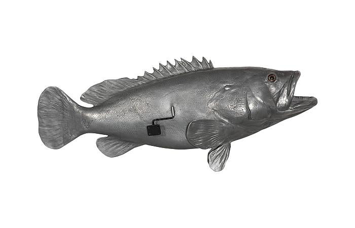 Estuary Cod Fish Wall Sculpture, Resin, Polished Aluminum Finish