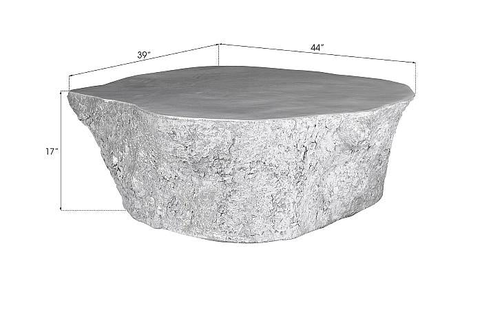 Bark Coffee Table, Silver Leaf