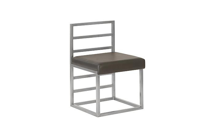 Ladder Dining Chair Low Back, Gray/Silver Finish