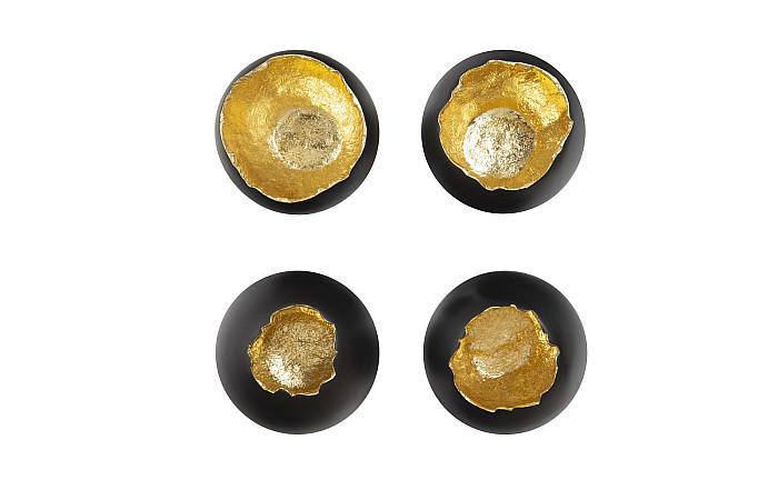 Broken Egg Wall Art, Black and Gold Leaf, Set of 4