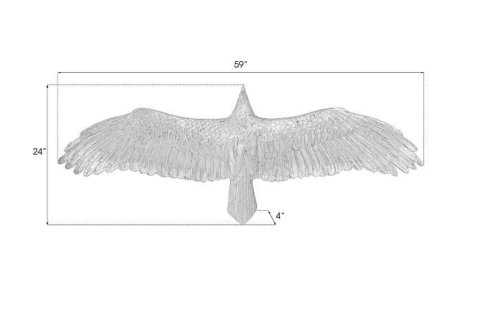 Soaring Eagle Wall Art, Resin, Silver Leaf, SM