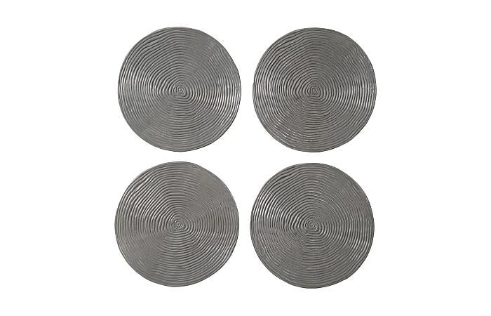 Ripple Wall Disc, Set of 4, Resin, LG, Polished Aluminum
