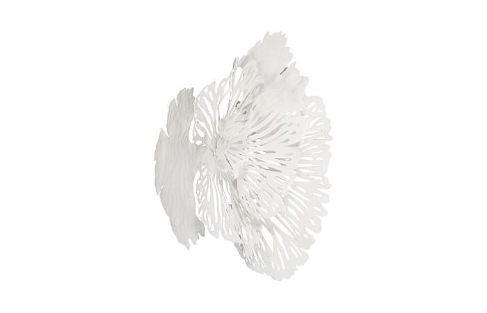 Flower Wall Art, Small, White, Metal