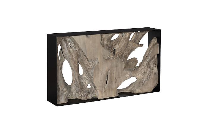Cast Root Framed Console Table, Resin, Gray Wood Finish
