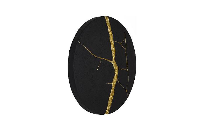 Rift Wall Tile, Circle, Matte Black, Gold Leaf
