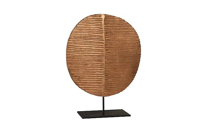 Carved Round Leaf on Metal Stand, LG