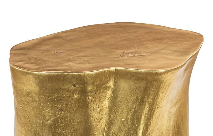Log Dining Table, 60" Glass Top, Gold Leaf