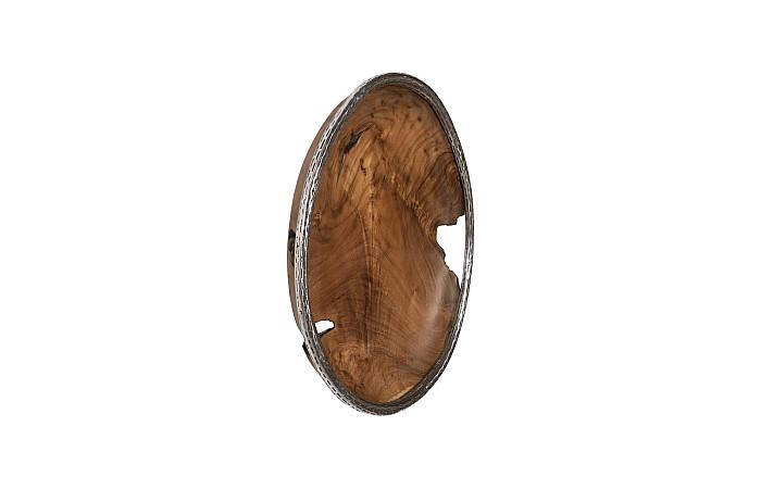 Teak Wood Bowl Wall Art, Metallurgy Edge, XL