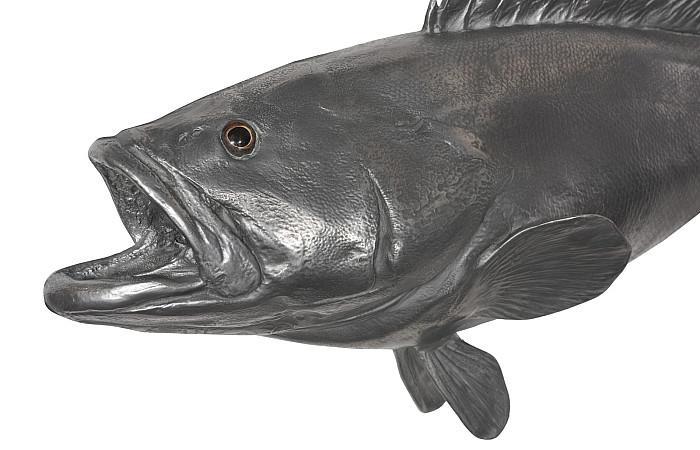 Estuary Cod Fish Wall Sculpture, Resin, Polished Aluminum Finish