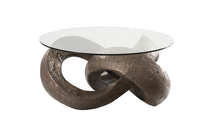 Trifoil Coffee Table, Bronze w/ Glass