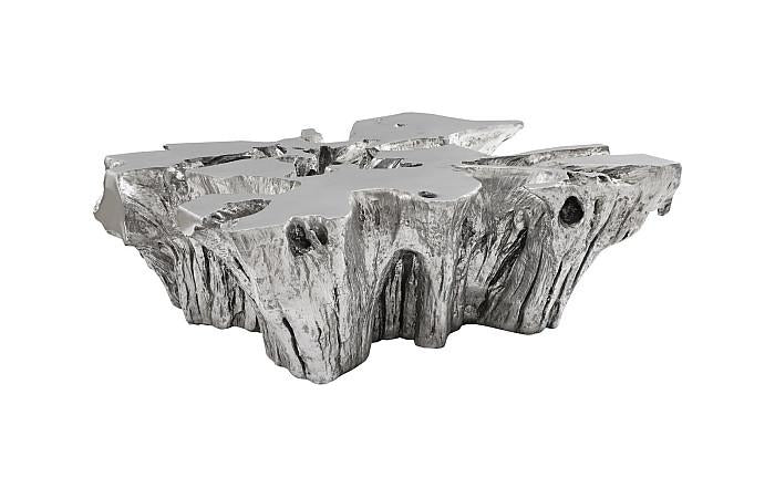 Venice Freeform Cast Coffee Table, Silver Leaf