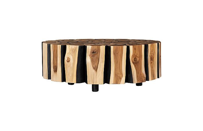 Boscage Coffee Table on Black Metal Legs, Round