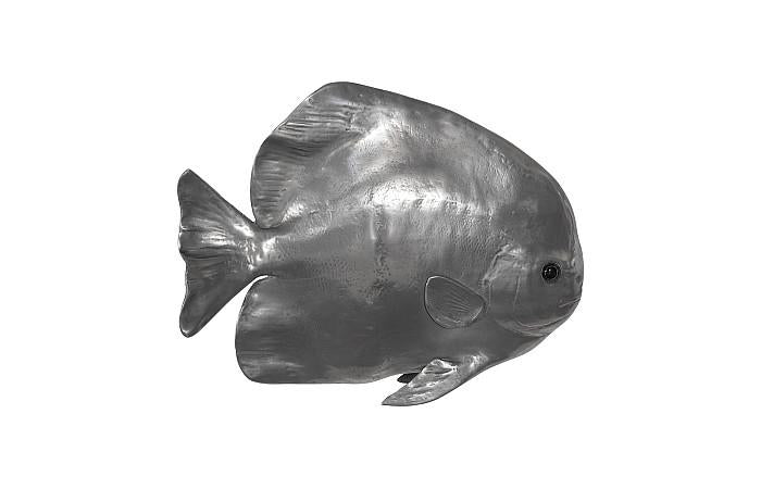 Australian Bat Fish Wall Sculpture, Resin, Polished Aluminum Finish
