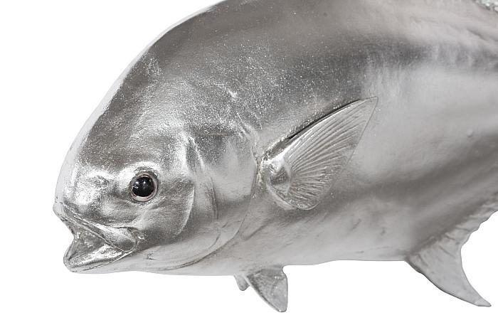 Permit Fish Wall Sculpture, Resin, Silver Leaf