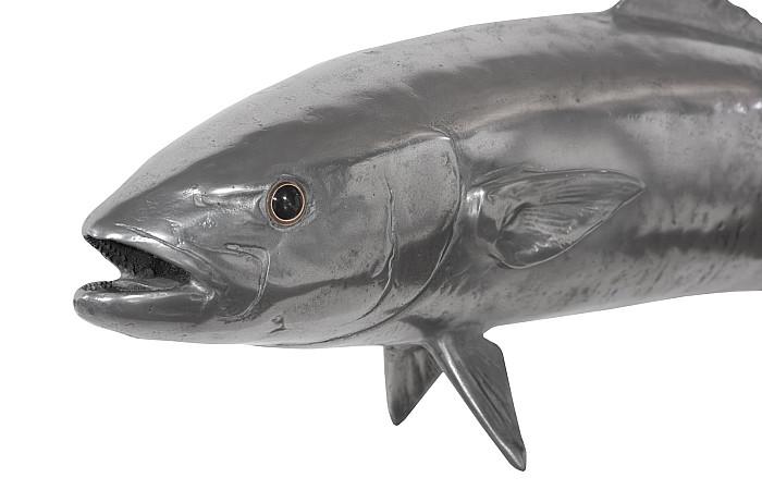 Yellow Tailed King Fish Wall Sculpture, Resin, Polished Aluminum Finish