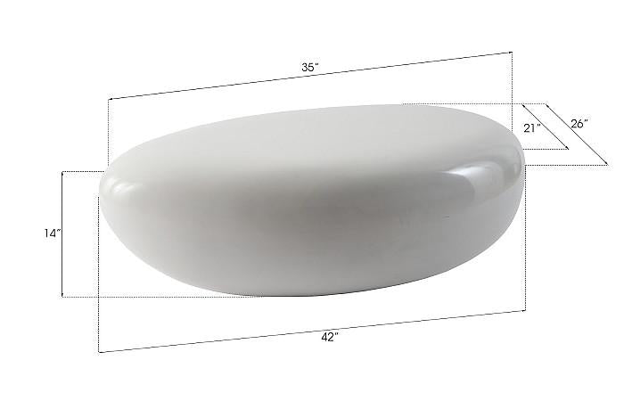 River Stone Coffee Table, Gel Coat White, Small
