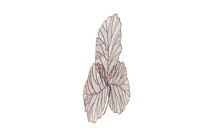 Tri Leaf Wall Art, Small, Metal, Copper/Black